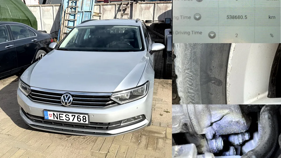 Volkswagen Passat ir patikros metu nufotografuoti radiniai